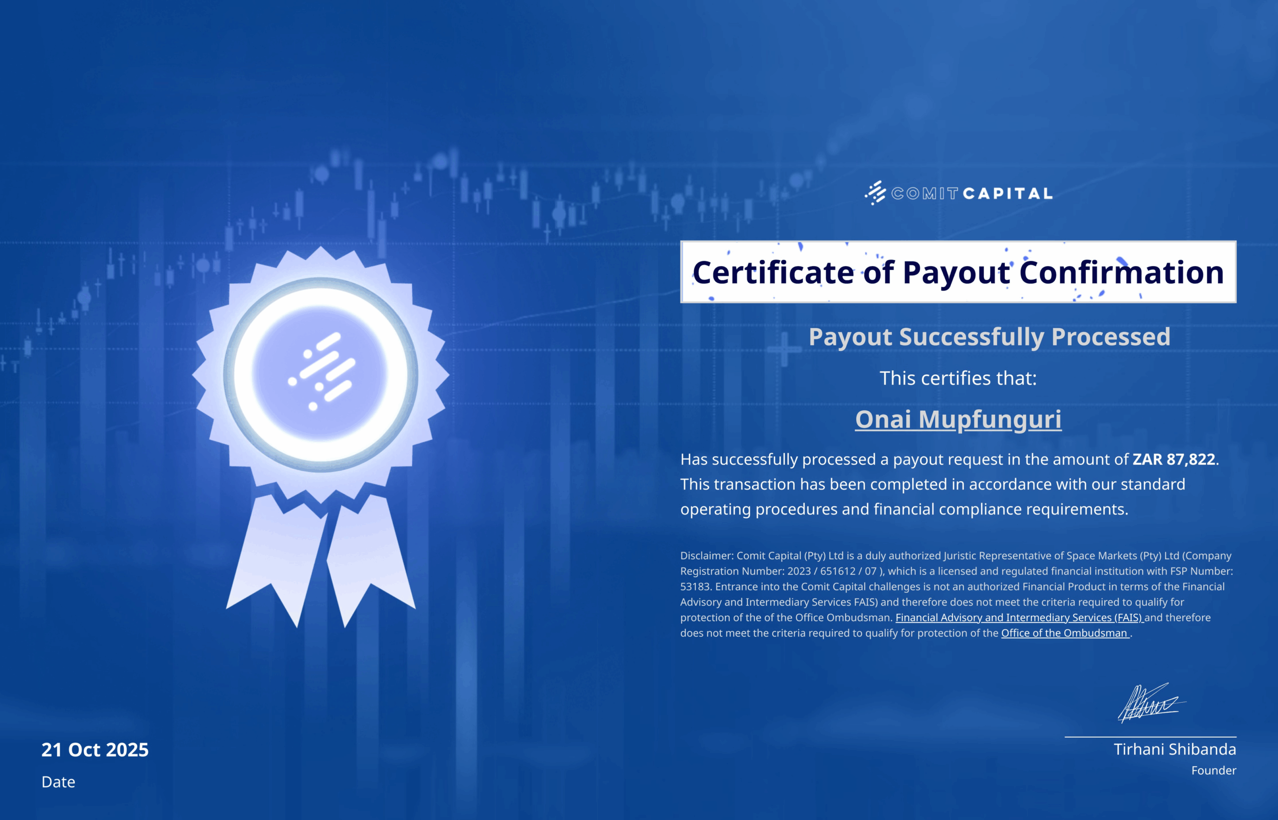 Bonang payout certificate